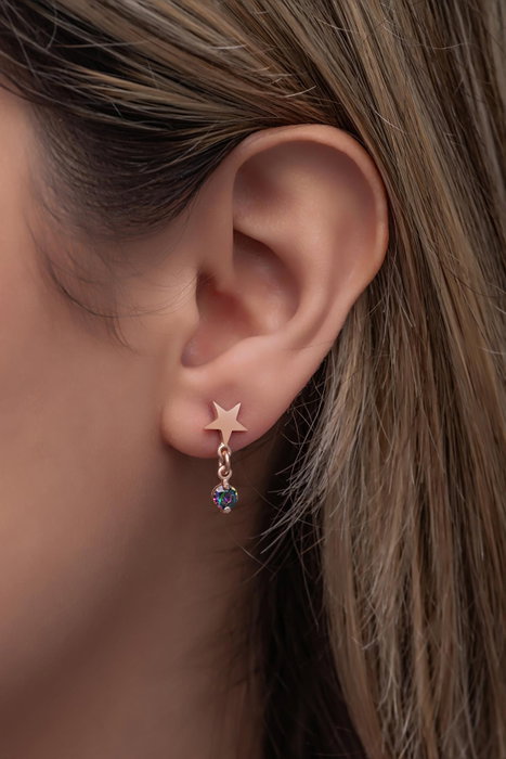 Heliophilia Silver Pendientes de Plata de Ley con Topacio Místico y Oro Rosa Heliophilia Silver Pendientes de Plata de Ley con Topacio Místico y Oro Rosa